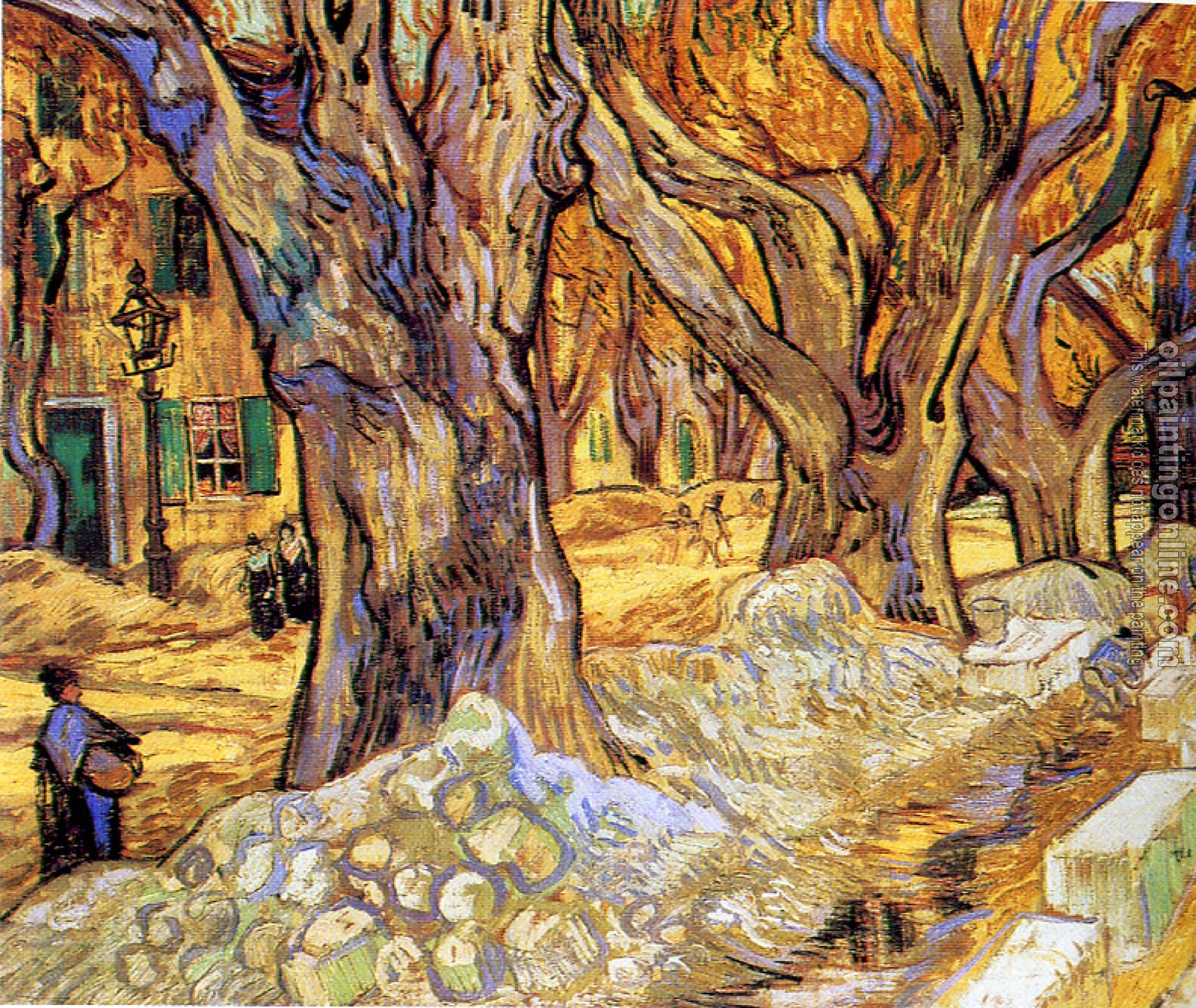 Gogh, Vincent van - Road Menders in a Lane with Massive Plane Trees